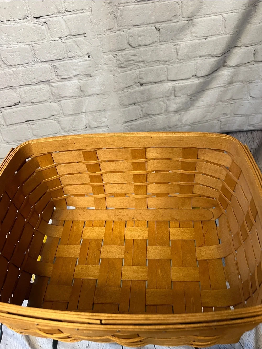 Longaberger 2008 Handwoven large Basket Plastic Protector Liner D-Ring Vintage